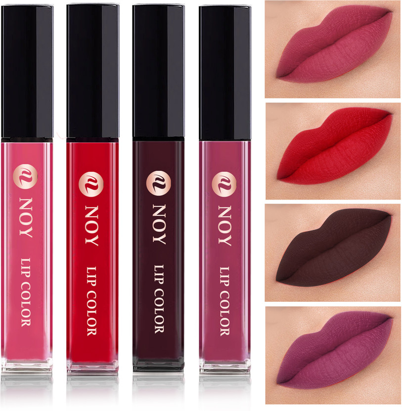 NOY Luxurious Liquid Matte Lipstick Non Smudge Long Stay at Wholesale Price #NL126(Peach Lipstick-Red Liquid Lipstick-Coffee Wine-Purple Matte Lipstick, 16 ml)
