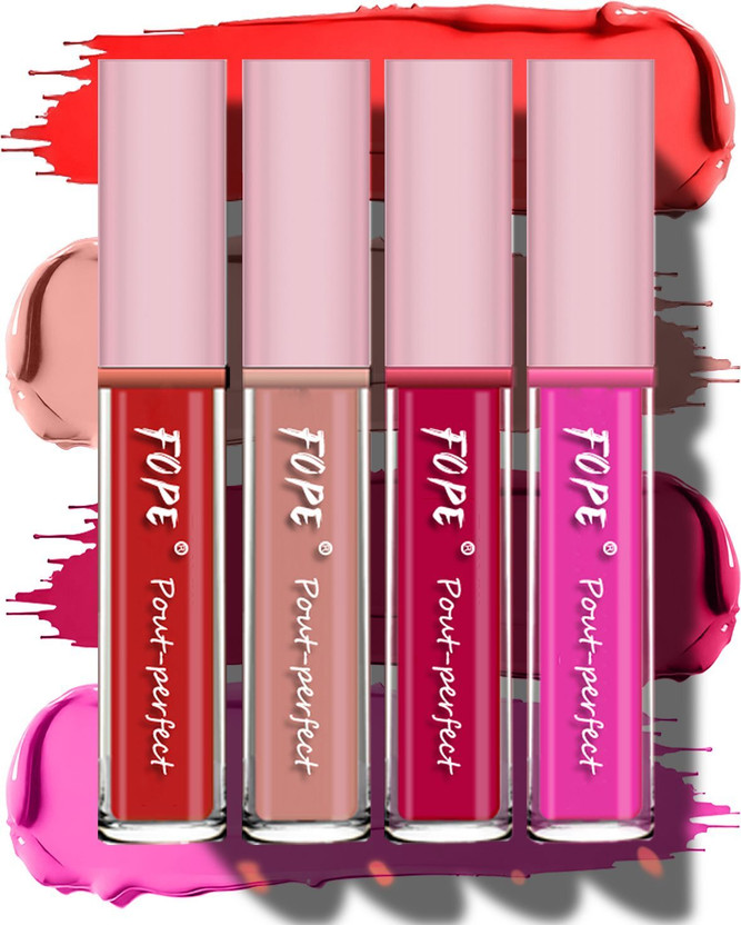 FOPE Lipstick Wedding Anniversary Gift Set Baby Blossom Shades Gentle Gl_LP1380(Red, Coffee Nude, Cherry Red, Pink, 16 ml)