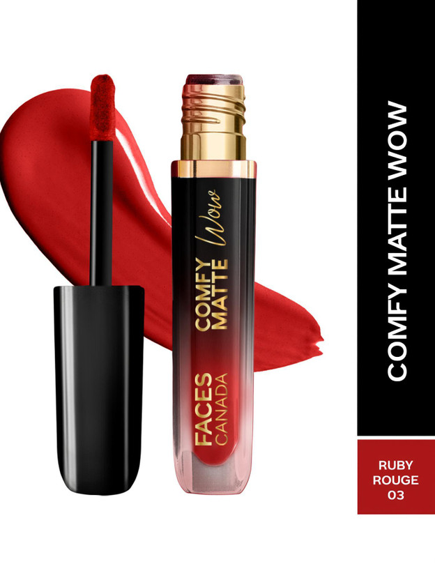 FACES CANADA Comfy Matte Wow Liquid Lipstick | Long Lasting | Waterproof(Ruby Rouge 03, 3.8 ml)