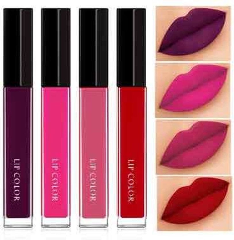 FOPE Liquid Lipstick Set Ultra Stay Matte Modern Trendy Shades Matte Lipstick(Wine, Nude Pink, Brown Nude, Red, 16 ml)