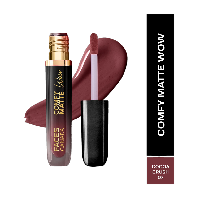 FACES CANADA Comfy Matte Wow Liquid Lipstick | Long Lasting | Waterproof(Cocoa Crush 07, 3.8 ml)