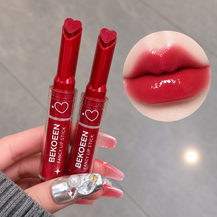 BEKOEEN Lipstick Heart Shape Click Stick Soft Matte Finish Highly Pigmented(Pack Of 2)(Multicolor, Red, 10 g)
