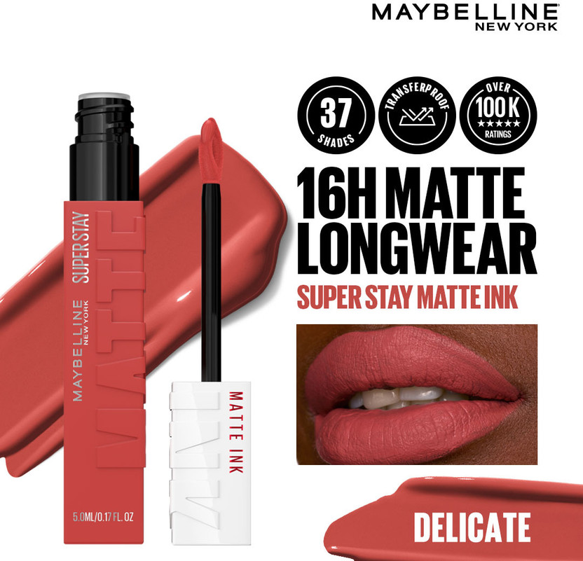 MAYBELLINE NEW YORK Super Stay Matte Ink Liquid Lipstick(Delicate, 5 ml)