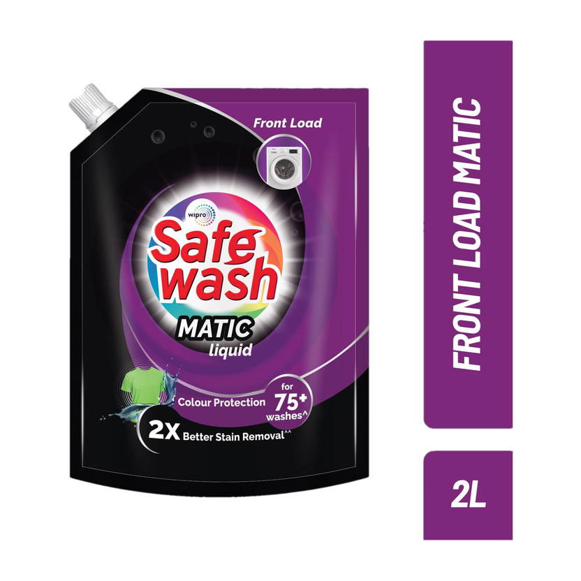 SafeWash Matic Front Load Premium Pouch Fresh Liquid Detergent(2 L)