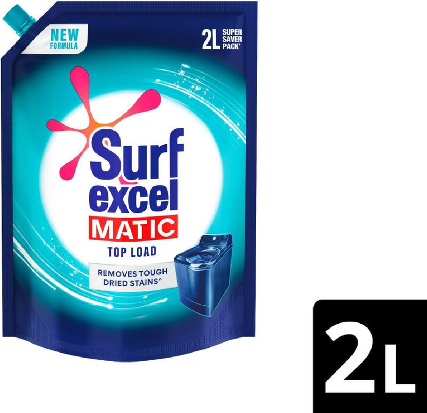Surf excel Matic Top Load | Liquid Detergent | 2L Refill pouch | Remove Stains Fresh Liquid Detergent(2 L)