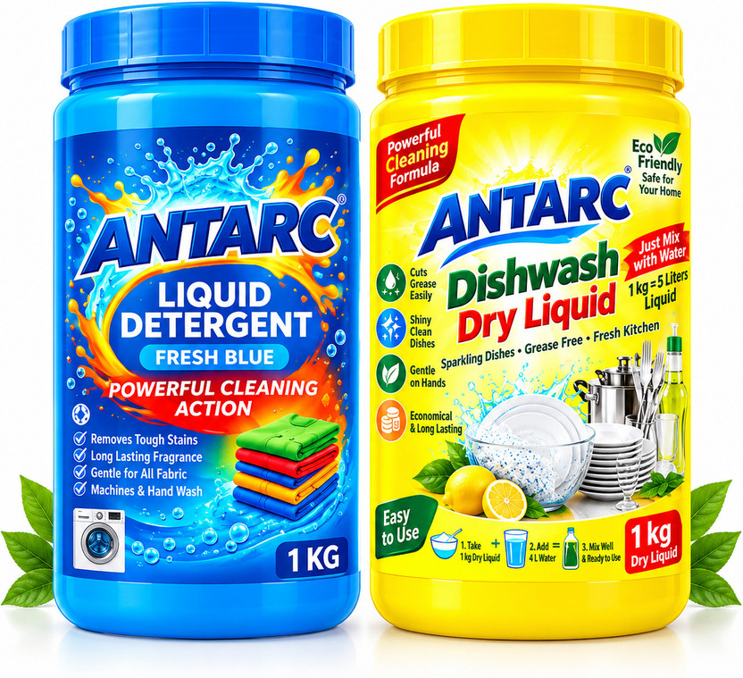 Antarc Antarc Dry Liquid Detergent 1KG Dry Dishwash 1KG Combo Pack for Laundry Utensils Fresh Liquid Detergent(2 x 930 ml) - Flipkart Deal