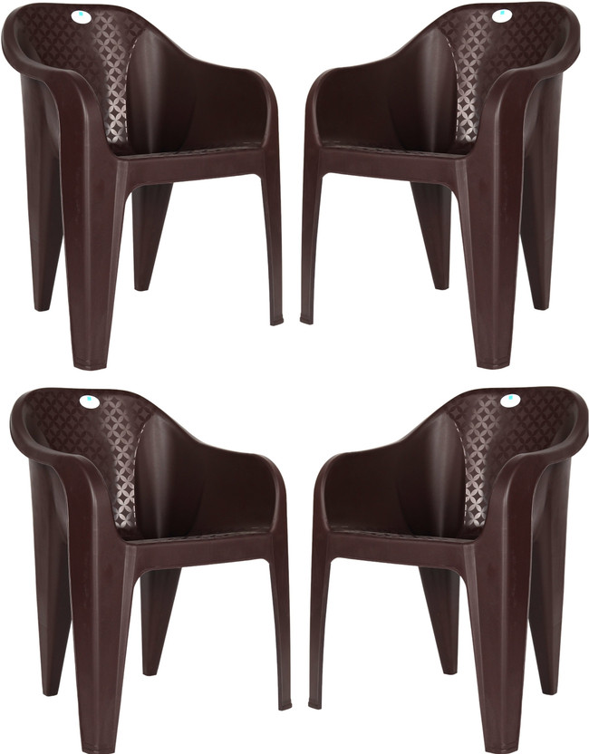 HOMIBOSS chairs set of 4 Pieces, for office, garden, outdoor & indoor Plastic Outdoor Chair(Brown, Set of 4, Pre-assembled)