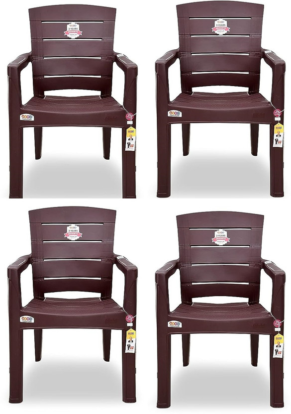 AVRO furniture Plastic Outdoor Chair(Brown, Set of 4, Pre-assembled)