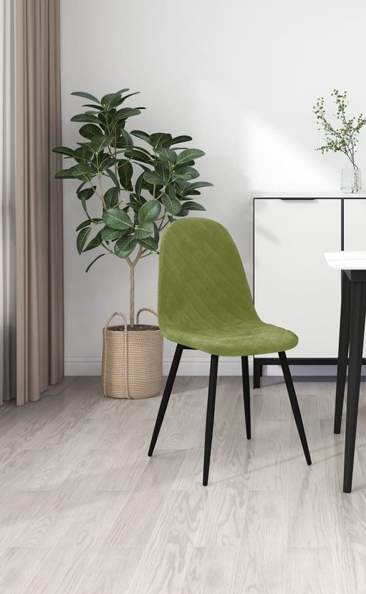 Finch Fox Eames Replica Quilted Velvet Living Room Dining Chair in Light Green Color Metal Living Room Chair(Finish Color - Light Green, DIY(Do-It-Yourself))