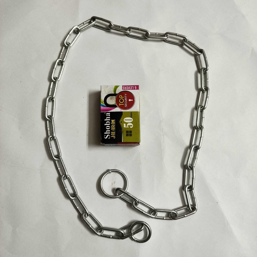 jalaram jalaram 2 feet chain with lock 50 mm for gate ,fence, luggage, cycle, bike, good lock Lock(Silver) - Flipkart Deal
