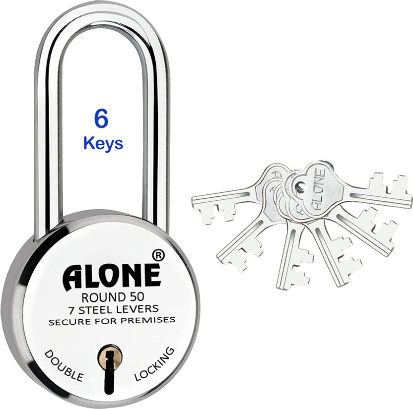 alone Round 50mm Long Neck 6 Keys Padlocks for home door gate shutter shop Padlock(S.S)