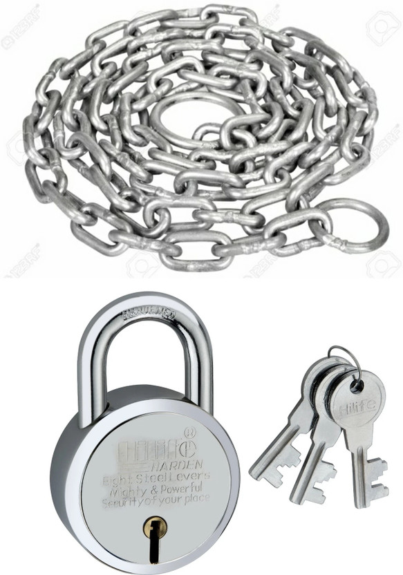Ansh Trend SecureMax Heavy Duty Steel Safety Padlock Model 2025 Chain Lock(Silver)