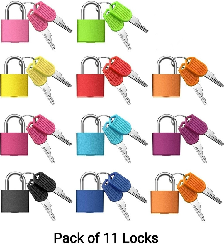 PuthaK 11Pcs Suitcase Lock / 11 Colors Mini Padlock with 22 Keys Padlock(Multicolor)