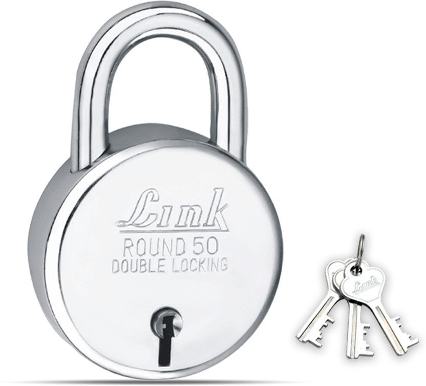 Link 50mm New Round | Steel Body | Iron Lever | Made In India Padlock(Silver)