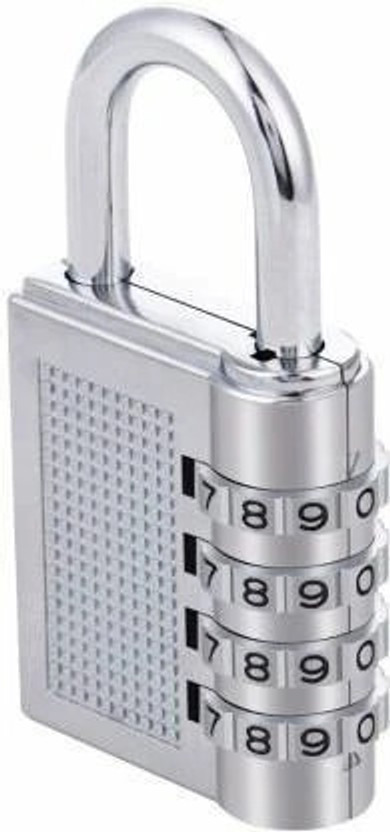 Any Fashion Resettable Combination 4 Digit Number Travel Luggage Password Lock Padlock(Silver)