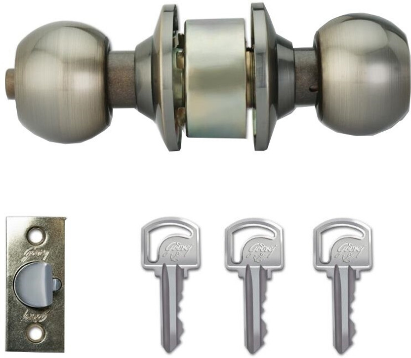 Godrej Locks Cylindrical Lock Classic - Antique Brass Finish Lock(Silver)
