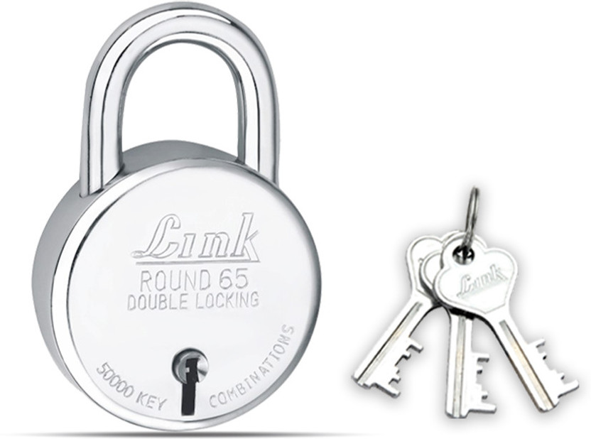 Link 65mm New Round | Steel Body | Made In India Padlock(Silver)