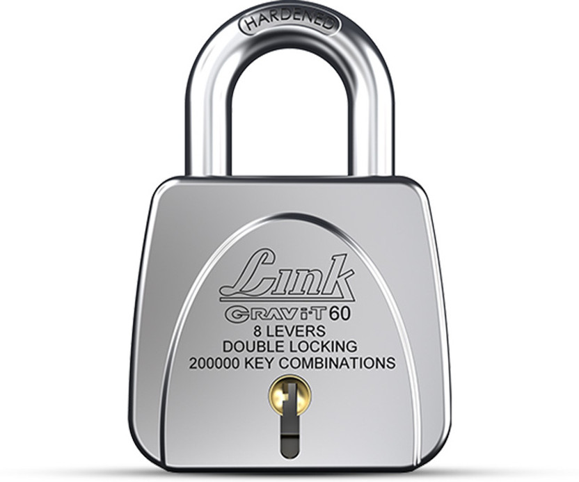 Link Gravi-T 60mm Padlock | Lock For Door, office, Shop | Hardened Shackle Steel Body Padlock(Silver)