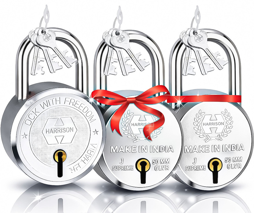HARRISON Lock Buy 1 Get 2 Free/ 1 Lock 60mm 0673 with 2 Lock 50mm 0656 Padlock(Bright Chrome Polished)