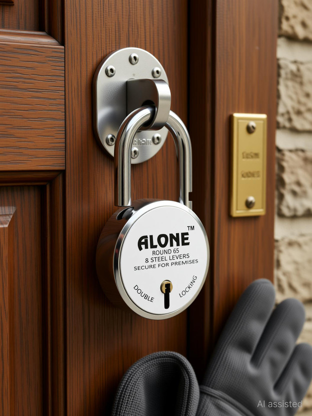 alone Special Round 65mm Lock for Home Gate Shop & Shutter, Double Locking 10 Keys Padlock(Silver)