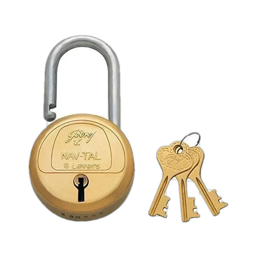 Godrej Locks Navtal Lock 6 Levers Brass (3 KEYS) Padlock(Golden)