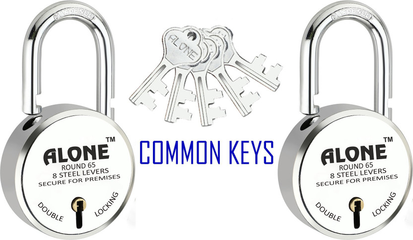 Fithome Fithome Alone Round 65mm Lock for Home Link Gate Shop Door 5 Same Keys 2 Lock (pack 2) Padlock(Chrome) - Flipkart Deal