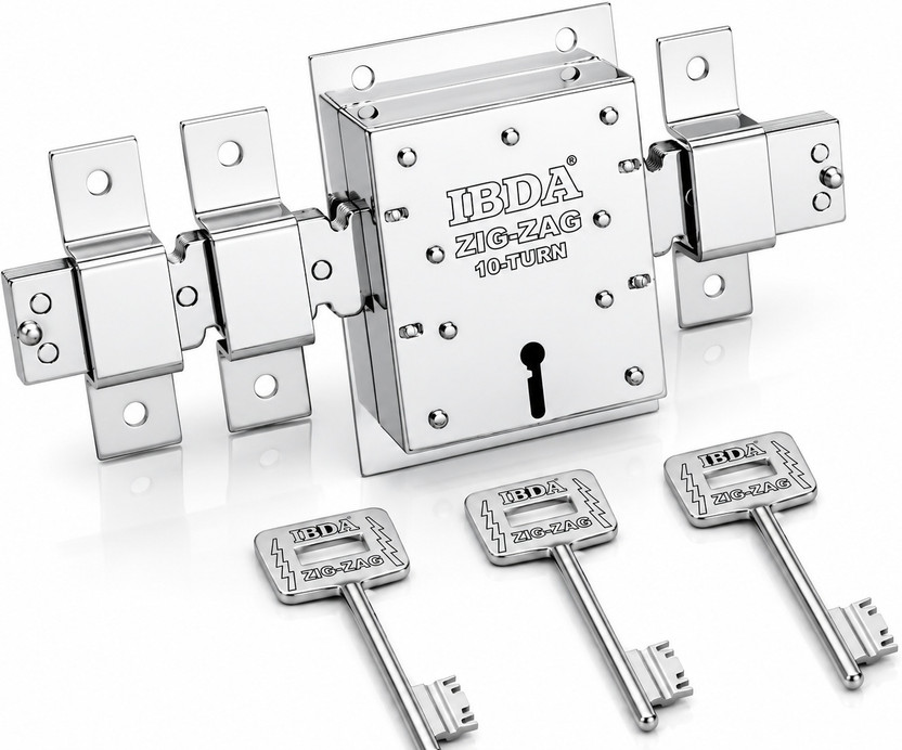 IBDA 10 chal | main gate / door lock | godown lock | operated from both sides | Steel Lock(Silver)