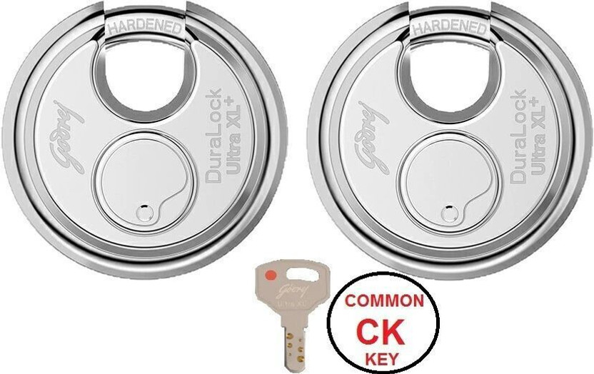 Godrej Locks Dura Lock - Ultra XL+ (Set of 2 - 90mm) 3 Common Key - Padlock(Steel)