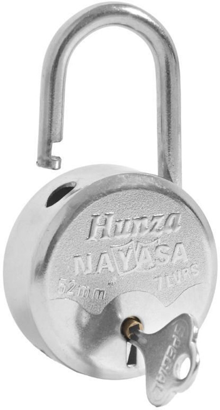 HUNZA Premium Iron Padlock 52mm –Navasa | Durable Security Lock with 3 Keys Padlock(Silver)