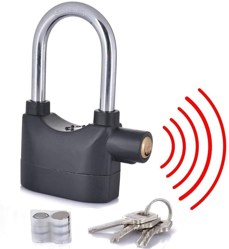 TINUMS High Quality Alarm Lock Padlock Anti-Theft Security System Door Safety Lock Lock(Black)