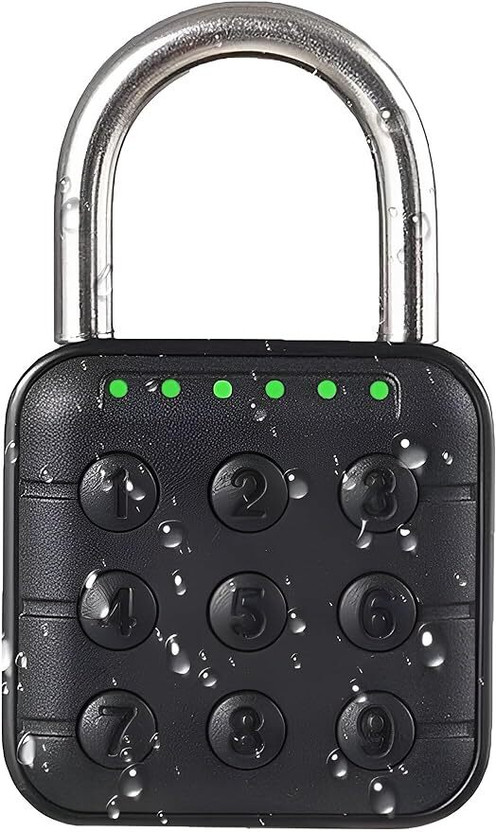 JUPREV 6-Digit Combination Padlock | Aluminum Digital Lock for Doors, Drawers & Bags Electronic Lock(Black)