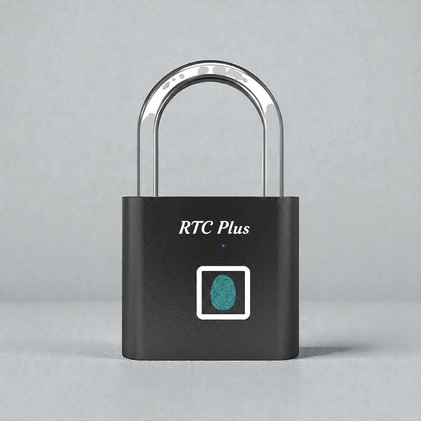 RTC PLUS Smart padlock biometric fingerprint sensor Padlock(Black)