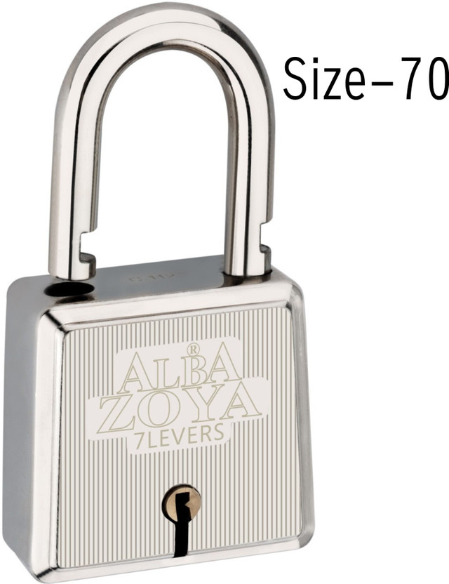 ALBA Zoya Double locking Padlock with 3 Milled Keys Rust Proof Mechanism Lock, 70 mm Padlock(Silver)
