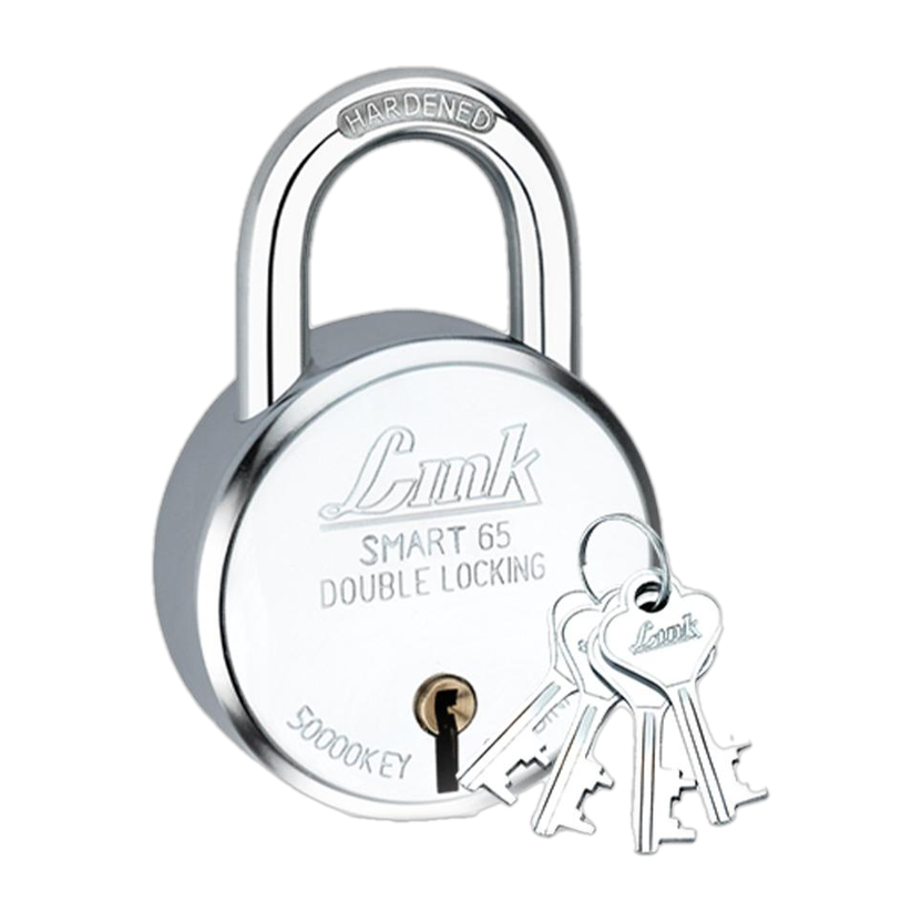 Link Smart 65mm Round |7 Levers|Double Locking|Hardened Shackle|50k Key Combination Padlock(Silver)