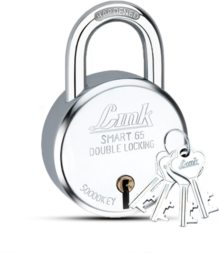Link Smart 65mm Round |7 Levers|Double Locking|Hardened Shackle|50k Key Combination Padlock(Silver)