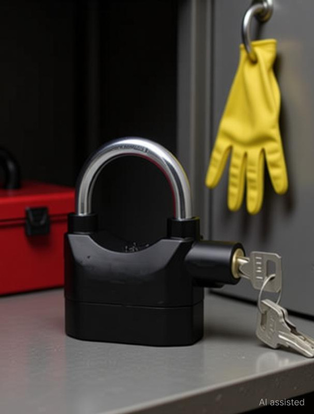 Awesome Look Anti theft alarm pad lock for vehicle, home, room, factory, office Padlock(Black)