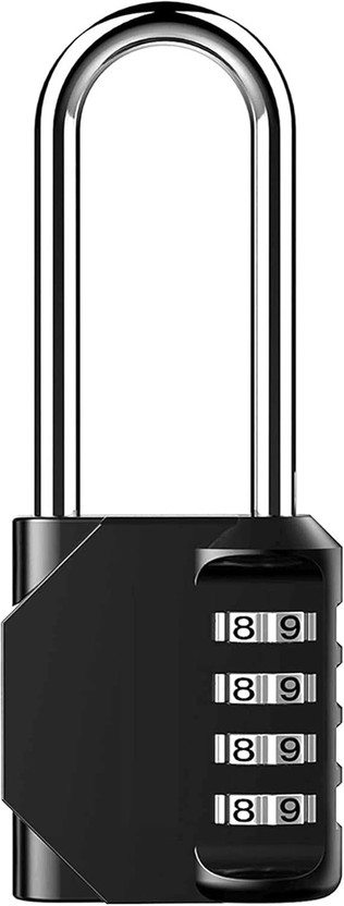 Inditradition Steel 2.6 Long Shackle 4-Digit Combination Lock Heavy Duty Home Office Padlock(Black)