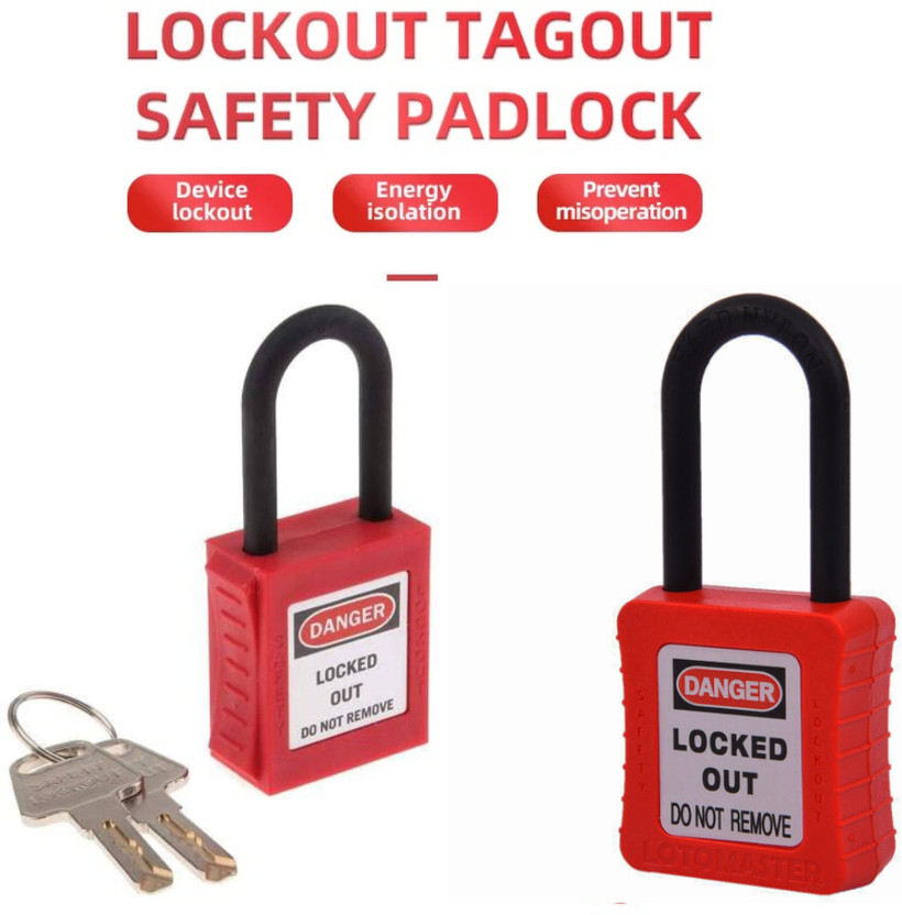 esquare LOTO Lockout tagout Di Electric Padlock with 42mm Nylon Shackle & Key Different Padlock(Red)