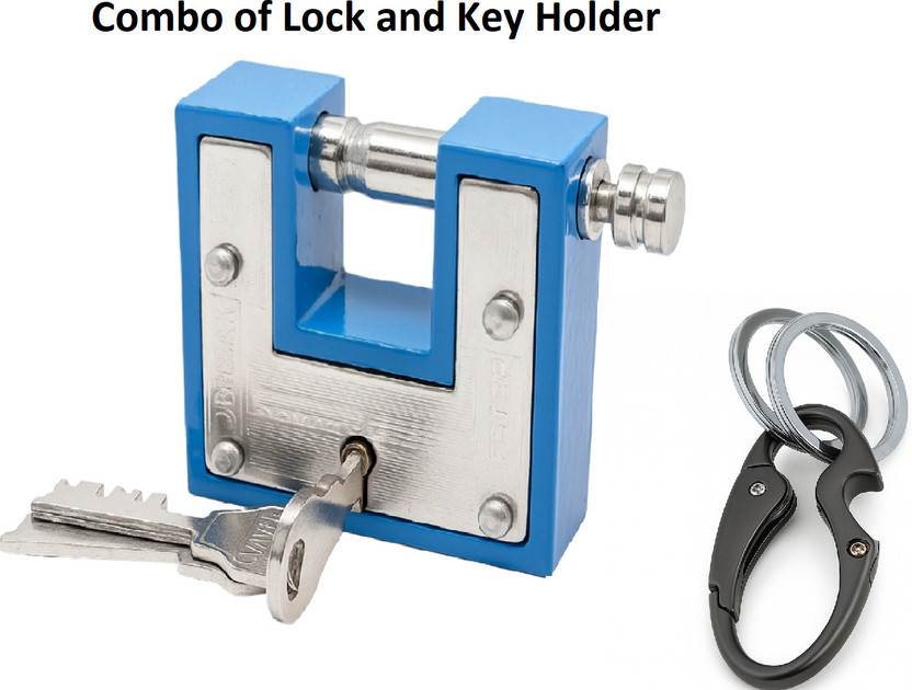 Rizmeg Aligarh 100MM Bar Lock | Double Locking System | High Security padlock for Home Padlock(Blue)