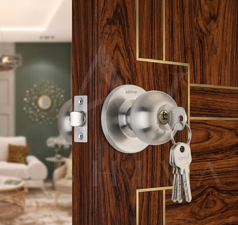 Abhiva Cylindrical Lock Tubular Door Lock(Silver)