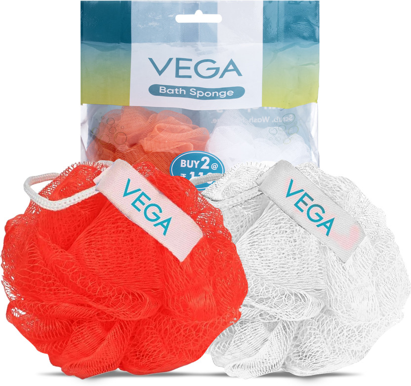 VEGA Loofah(Pack of 2, Red, White)