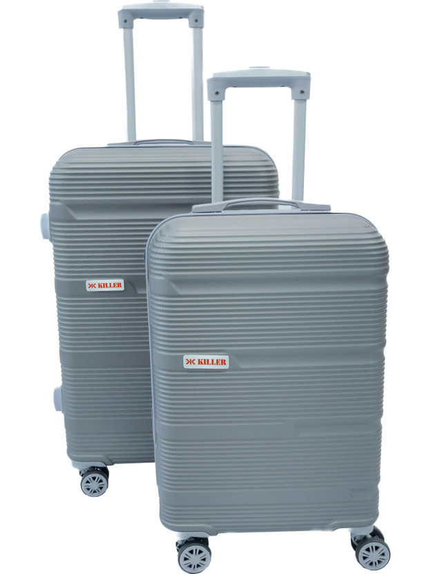 KILLER Hard Body Set of 2 Luggage 8 Wheels - TROLLEY BAG COMBO (24 inch+20 inch) - Grey Cabin & Check-in Set 8 Wheels - 24 cm