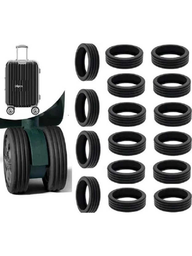 Vibgyor Products Luggage Wheel cover Luggage Wheel Cover 16PCS Trolley Wheel Cover Silicone Shock Absorption Luggage Cover(Medium, Multicolor)