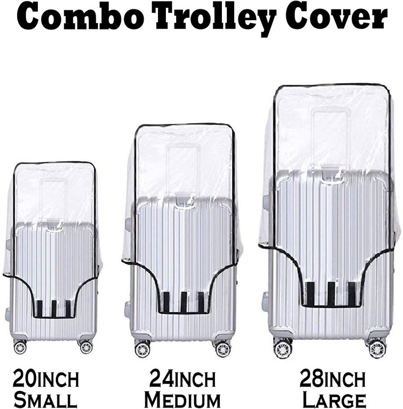 Sky Gold Combo Pack of 3 Transparent Trolley Bag Cover PVC Dust Proof Cover Luggage/Suitcase For Hard/Fiber Trolley Bag Luggage Cover(20inch / 24inch / 28inch, 3 Combo Transparent Cover)