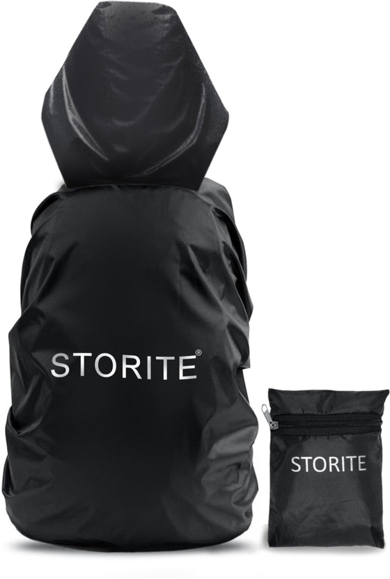 STORITE Rain Cover & Dust Cover Backpack with Hood & Pouch Laptop/School/Office Luggage Cover(30-35 L, Black)