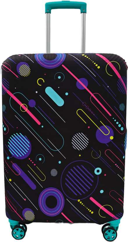 Dazzi Stretchable & Scratchproof, Reusable And Washable, Durable Fabric Luggage Cover Printed Travel Suitcase Trolley Bag Protector - Scratch & Dust Proof Luggage Cover((Size-Small)-20 Inch (fit-18-22 Inch) for bag size (55CM*35CM*22CM), Galaxy Black)