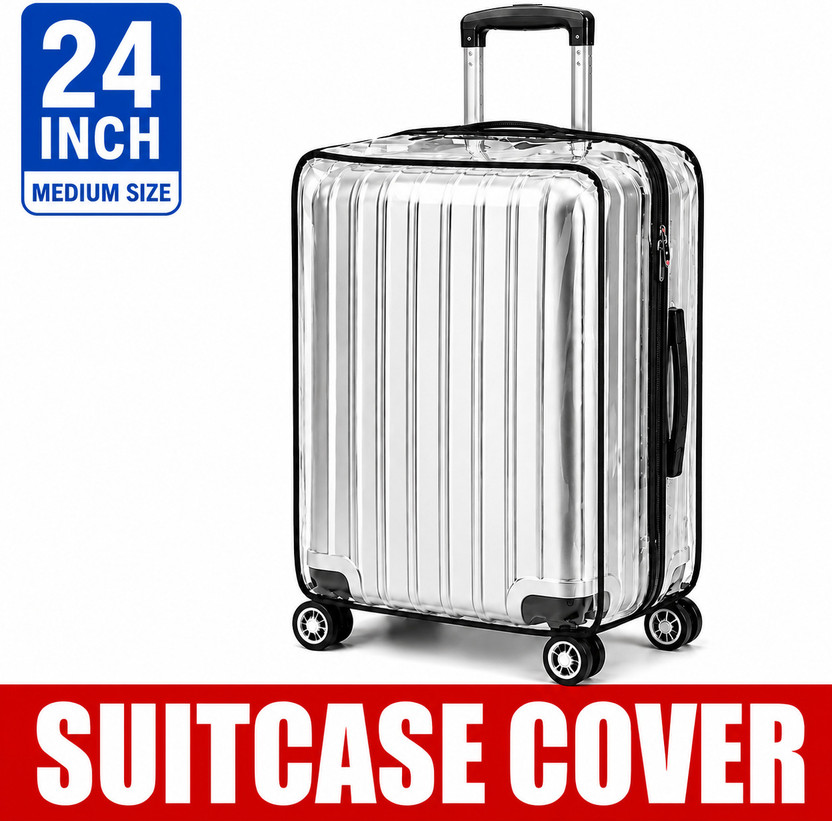 AS4POLYMER Travel Accessories Scratch & Dust Proof Stretchable, Reusable And Washable, Durable Luggage Cover Luggage Cover(24inch, Transparent)
