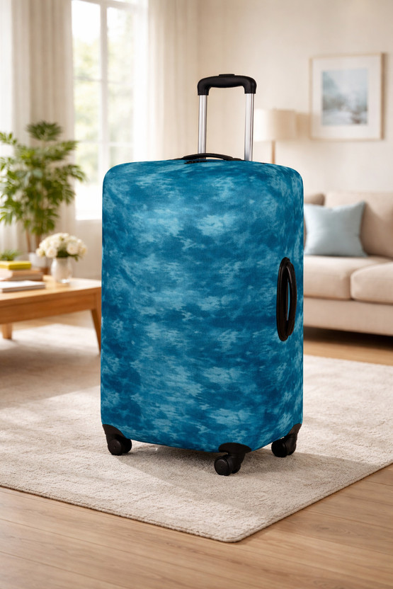Creadcraft trolley bag cover Protective Cover in Polyester Fabric 24' Inch 65 cm Medium Size | Hard Luggage Trolley Bag Coveree Luggage Cover(Medium, Navy Blue)