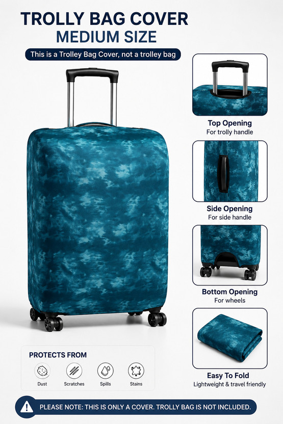 REVEXO trolley bag cover Protective Cover in Polyester Fabric 24' Inch 65 cm Medium Size | Hard Luggage Trolley Bag Coveree Luggage Cover(Medium (24 Inch), Navy Blue)