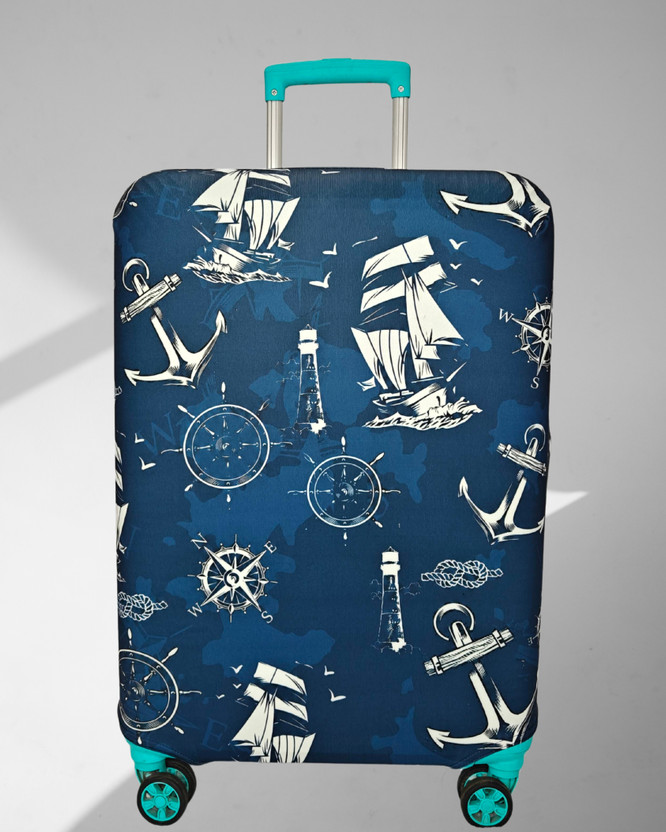 Classy Cultures Blue Boat Anchor Ttrolly Bag Cover Ttrolly Bag Cover Luggage Cover(Medium Size (24 Inch), Blue)